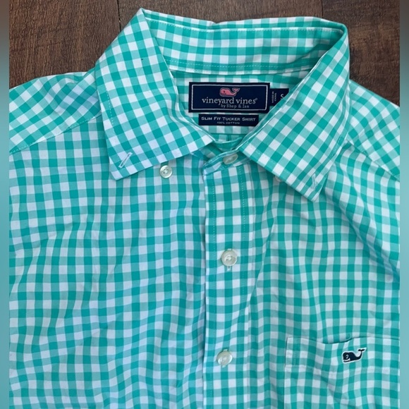 Vineyard vines Shep & Ian gingham button down slim fit tucker shirt Sz small - Picture 3 of 8